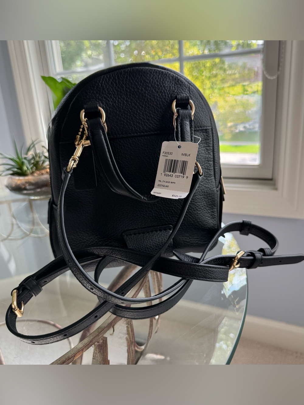 NWT Coach Andi Pebbled Leather Backpack Black Gold Hardware - Picture 2 of 14